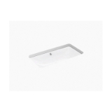 Kohler® 20212-96 Iron Plains® Trough Bathroom Sink With Overflow Drain, Rectangular Shape, 30 in W x 15-5/8 in D x 6-11/16 in H, Drop-In/Under Mount, Enameled Cast Iron, Biscuit