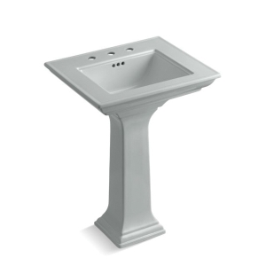 Memoirs® Stately Design Elegant Bathroom Sink Basin With Overflow, Rectangular, 4 in Faucet Hole Spacing, 24-1/2 in W x 20-1/2 in D x 34-3/4 in H, Pedestal Mount, Fireclay, Ice Gray™