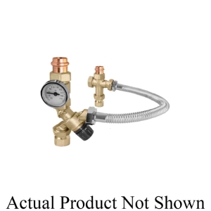 Caleffi TankMixer™ 520510AX Mixing Valve With 18 in Flex Hose, 3/4 in FNPT x MNPT, Brass