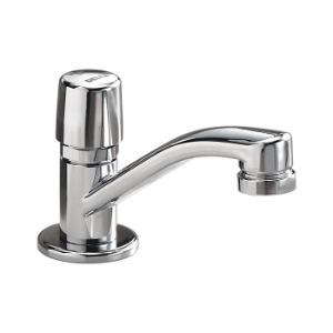 DELTA® 701LF-HDF Self-Close Centerset Lavatory Faucet, HDF®, Commercial, 0.5 gpm Flow Rate, 3-1/2 in H Spout, 1 Handle, 1 Faucet Hole, Polished Chrome
