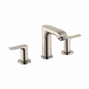 Hansgrohe 31083821 Widespread Bathroom Faucet, Metris E, Commercial, 1.5 gpm Flow Rate, 4 in H Spout, 8 in Center, Brushed Nickel, 2 Handles, Pop-Up Drain