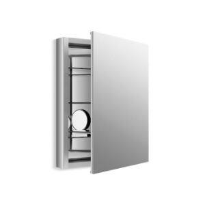 Kohler® 99007-SCF-NA Verdera® Mirrored Cabinet with Adjustable Flip-Out Flat Mirror, 24 in OAW x 30 in OAH, Anodized Aluminum