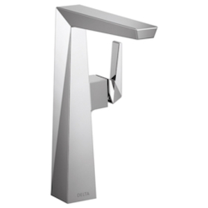 DELTA® 743-PR-DST Trillian™ Vessel Bathroom Faucet, Commercial/Residential, 6-1/4 in Spout, 9-3/4 in H Spout, Lumicoat® Chrome, 1 Handle