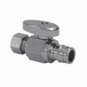 Uponor LF4865038 Full Port Straight Stop Valve, 1/2 in Nominal, PEX End Style, 125 psi Pressure, Brass Body