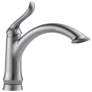 DELTA® 1353-AR-DST Linden™ Kitchen Faucet, 1.8 gpm Flow Rate, 8 in Center, Swivel Spout, Arctic™ Stainless Steel, 1 Handle