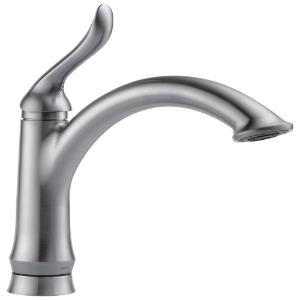 DELTA® 1353-AR-DST Linden® Kitchen Faucet, 1.8 gpm Flow Rate, 8 in Center, Swivel Spout, Arctic™ Stainless, 1 Handle