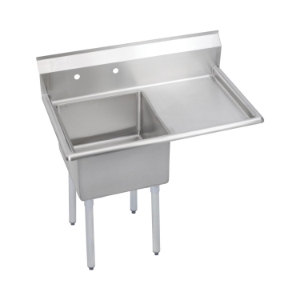 SSP™ SE1C18X18-R-18X Super Economy Scullery Sink, 38.5 in L x 23.8 in W x 43.8 in H, Floor Mounting, 300 Stainless Steel, 1 Bowls, 1, Right Drainboards, 9 in Backsplash