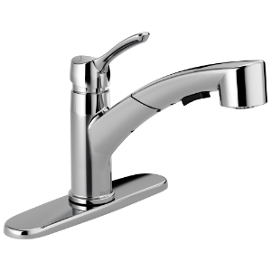 DELTA® 4140-TP-DST Collins™ Kitchen Faucet, 1.8 gpm Flow Rate, Swivel Spout, Polished Chrome, 1 Handle, 1/3 Faucet Holes
