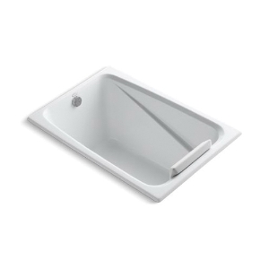 Kohler® 1490-X-0 Greek® Bathtub with Reversible Drain, Soaking, Rectangular Shape, 48 in L x 32 in W, End Drain, White