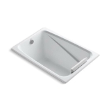 Kohler® 1490-X-0 Greek® Bathtub with Reversible Drain, Soaking, Rectangular Shape, 48 in L x 32 in W, End Drain, White