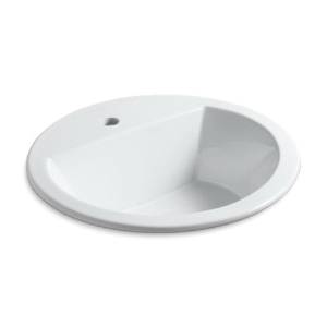 Kohler® 2714-1-0 Bryant® Self-Rimming Bathroom Sink with Overflow Drain, Round Shape, 18-7/8 in W x 18-7/8 in D x 7-5/8 in H, Drop-In Mount, Vitreous China, White
