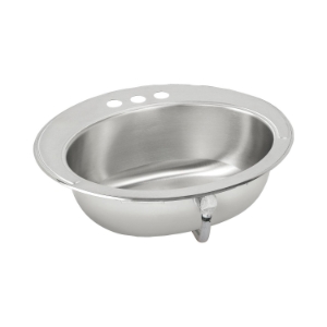 Elkay® LLVR19161 Asana™ Bathroom Sink, Oval, 8 in Faucet Hole Spacing, 19-5/8 in W x 16-11/16 in D x 6 in H, Top Mount, 304 Stainless Steel, Lustertone