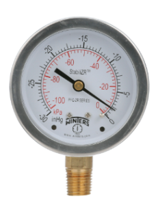WINTERS PFQ711 Dual Scale Pressure Gauge, 0 to 100 psi Pressure, 1/4 in NPT Connection, 4 in Dia Dial, +/-1.5 % Accuracy, Glycerin Liquid Filled