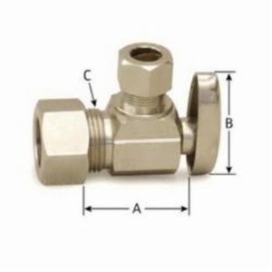 Uponor LF4420500 Straight Compression Stop Valve, 1/2 in Nominal, PEX End Style, 145 psi Pressure, Brass Body, Polished Chrome