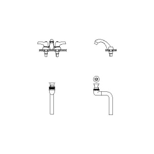 DELTA® 21C453 TECK® Heavy Duty Centerset Sink Faucet With Open Grid Strainer, Chrome, 2 Handles, 0.5 gpm Flow Rate