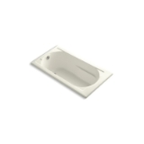 Kohler® 1184-96 Devonshire® Bathtub with Reversible Drain, Devonshire®, Soaking, Rectangle Shape, 60 in L x 32 in W, End Drain, Biscuit