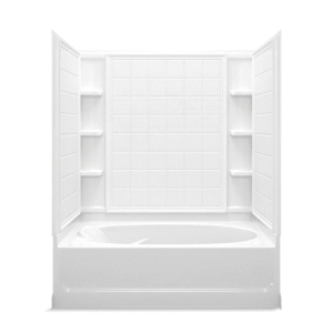 Sterling® 71100120-0 Tile Look Tile Bath/Shower, Ensemble™, 60-1/4 in L x 37-1/2 in W x 73-1/4 in H, Vikrell®, White