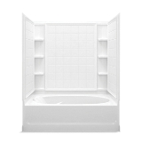 Sterling® 71100120-0 Tile Look Tile Bath/Shower, Ensemble®, 60-1/4 in L x 37-1/2 in W x 73-1/4 in H, Vikrell®, White