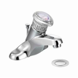 Moen® 64620 Mini-Widespread Lavatory Faucet, Chateau®, 1.5 gpm Flow Rate, 1-3/4 in H Spout, 4 in Center, Polished Chrome, 1 Handle, Pop-Up Drain