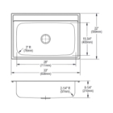 DAYTON® DPC133220 PREMIUM Kitchen Sink, Premium Highlighted Satin, Rectangle Shape, 28 in L x 15-3/4 in W x 8 in D Bowl, 33 in L x 22 in W x 8-1/4 in H, Top Mount, 300 Stainless Steel