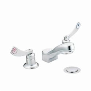 Moen® 8239 M-DURA™ Widespread Lavatory Faucet, 2.2 gpm Flow Rate, 4.2 in H Spout, 8 in Center, Chrome, 2 Handles, Pop-Up Drain