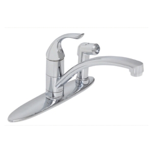 Gerber® G0040015 40-010 Series Viper™ Kitchen Faucet With Deck Plate, 1.75/2.2 gpm Flow Rate, 4 in Center, Polished Chrome, 1 Handle