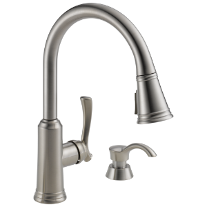 DELTA® 19963Z-SSSD-DST Pull-Down Kitchen Faucet, 1.8 gpm Flow Rate, Stainless, 1 Handle, Spray/Aerated Stream/Shield Spray Function