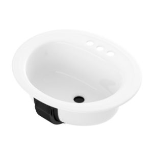 BOOTZ® 021-2445-00 Self-Rimming Lavatory Sink Centerset Punch, AZALEA, Oval, 4 in Faucet Hole Spacing, 20 in W x 17 in D x 7-13/16 in H, Flat Surface Stud Mount, Porcelain Enameled Steel, White