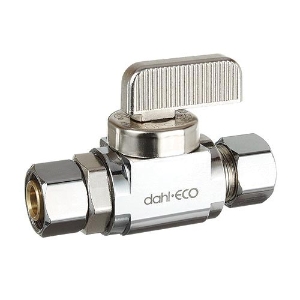 dahl 511-41-31-BAG dahal-Eco™ mini-ball™ Straight Retrofit Valve, 3/8 in Nominal, Female Compression x Compression End Style, Brass Body, Polished Chrome