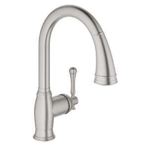 GROHE 33870DC2 Bridgeford® Sink Mixer, 1.75 gpm, 360 deg Swivel Spout, SuperSteel, 1 Handle, 1 Faucet Hole