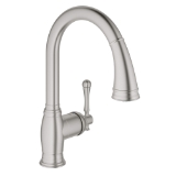 GROHE 33870DC2 Bridgeford® Sink Mixer, 1.75 gpm, 360 deg Swivel Spout, SuperSteel, 1 Handle, 1 Faucet Hole