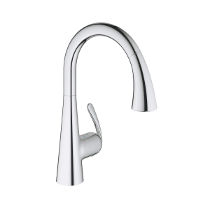 GROHE 30313000 Ladylux™ Cafe Foot Control Kitchen Faucet With Dual Spray, 1.75 gpm Flow Rate, StarLight® Polished Chrome, 1 Handle, 1 Faucet Hole, Function: Traditional, Residential