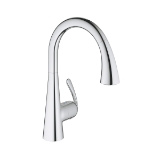 GROHE 30313000 Ladylux Cafe Foot Control Kitchen Faucet with Dual Spray, 1.75 gpm Flow Rate, StarLight® Polished Chrome, 1 Handle, 1 Faucet Hole, Function: Traditional, Residential