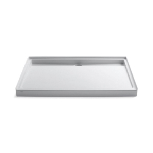 Kohler® 9996-0 Groove® Single Threshold Shower Base, White, Center Rear Drain, 60 in L x 42 in W x 4-9/16 in D