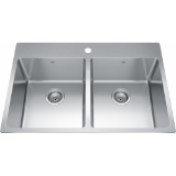 Kindred BDL2233-9-1N Brookmore 32.9-in LR x 22.1-in FB x 9-in DP Drop-In Double Bowl Stainless Steel Sink