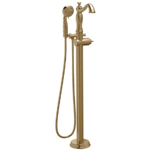DELTA® T4797-CZFL-LHP Cassidy™ Single Handle Floor Mount Tub Filler Trim with Hand Shower - Less Handle, Champagne Bronze