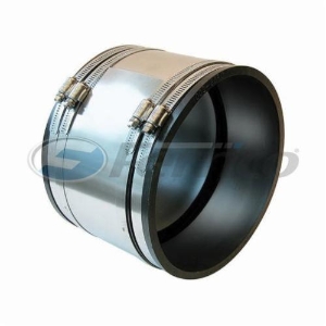 Fernco® 1002-44RC 1002RC Strong Back Flexible Pipe Coupling With Shear Band, 4 in Nominal, Clay x Cast Iron/Copper/Lead/Plastic/Steel End Style, PVC