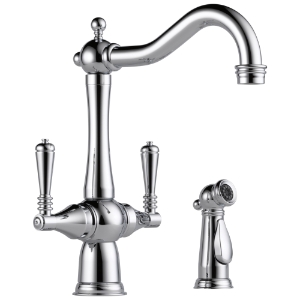 Brizo® 62136LF-PC Kitchen Faucet With Spray, 1.8 gpm, Swivel Spout, Polished Chrome, 2 Handles, Side Spray(Y/N): Yes