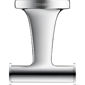 DURAVIT 0099301000 Starck T Towel Hook, 2 Hooks, 2 in OAH x 3 in OAW x 2-3/8 in OAD, Polished Chrome