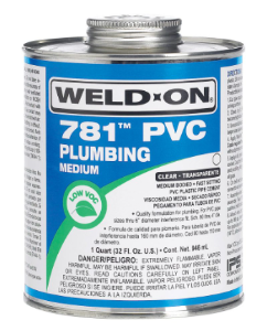 Weld-On® 781™ 14008 Low VOC Medium Body Solvent Cement With Applicator Cap, 0.5 pt Container, Clear