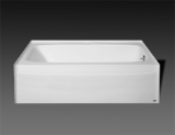 Oasis® Builder Legacy™ BA-R-51-L-WHT Left Hand Drain, Tile Flange Soaking Tub, 60" x 32" x 17-1/4", Fiberglass Composite, White