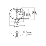 Elkay® LLVR1310 Bathroom Sink and Faucet Kit, Asana™, Oval Shape, 16 in W x 12-1/2 in D x 5-13/16 in H, Top Mount, 304 Stainless Steel, Lustertone