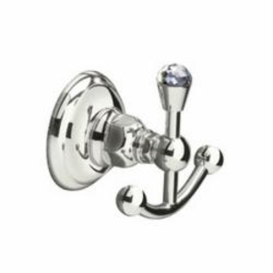 Rohl® A1481-CPN Country Crystal Robe Hook, 2 Hooks, 4-9/64 in OAW x 2-7/8 in OAD, Brass