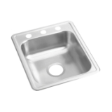 Elkay® D117213 Dayton® Bar Sink, Satin, Rectangle Shape, 14 in L x 15-3/4 in W Bowl x 6-3/8 in D Bowl, 3 Faucet Holes, 14 in L x 21-1/4 in W x 6-1/2 in H, Top Mounting, Stainless Steel
