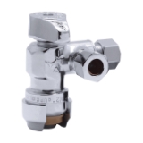 Sharkbite® 25558LF Dual Outlet Angle Stop, 1/2 x 3/8 x 3/8 in Nominal, Compression End Style, 200 psi Pressure, Brass Body, Polished Chrome