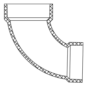 Lesso® 2in x 1-1/2in PVC DWV 1/4 Bend, Reducing (H × H) LP300R-2