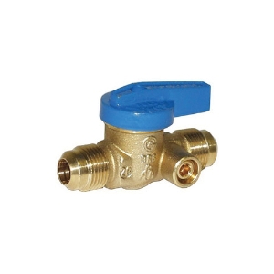 LEGEND Blue Top™ 102-522 T-3100 Gas Ball Valve With Handle and Side-Tap, 3/8 in Nominal, Flare End Style, Forged Brass Body