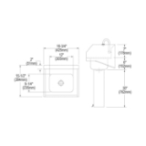 Elkay® CHSP1716LRSC Lead Free Scrub/Handwash Sink Package, Rectangle Shape, 16-3/4 in W x 15-1/2 in D x 6 in H, Pedestal Mount, 304 Stainless Steel, Buffed Satin