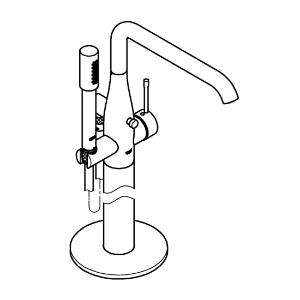 GROHE 23491ENA 23491_A Essence New Freestanding Tub Faucet with Euphoria® Cosmopolitan 1.75 gpm Stick Hand Shower, 1.75 gpm Flow Rate, Brushed Nickel, 1 Handle, Residential