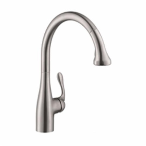 Hansgrohe 06460860 Allegro E Gourmet Semi-Pro Pull-Down Kitchen Faucet, 1.75 gpm Flow Rate, Steel Optik, 1 Handle, 1 Faucet Hole, Function: Traditional, Commercial